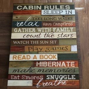 Cabin Rules Wood Sign